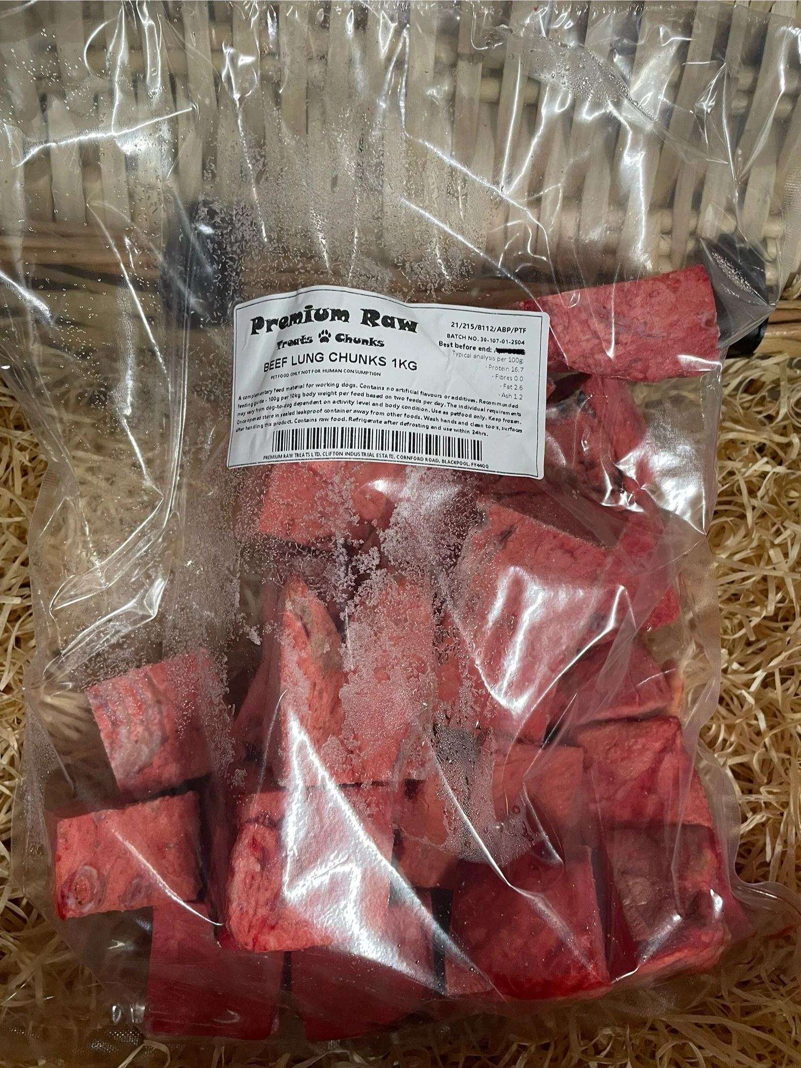 Premium Raw Beef Lung Chunks (1kg)