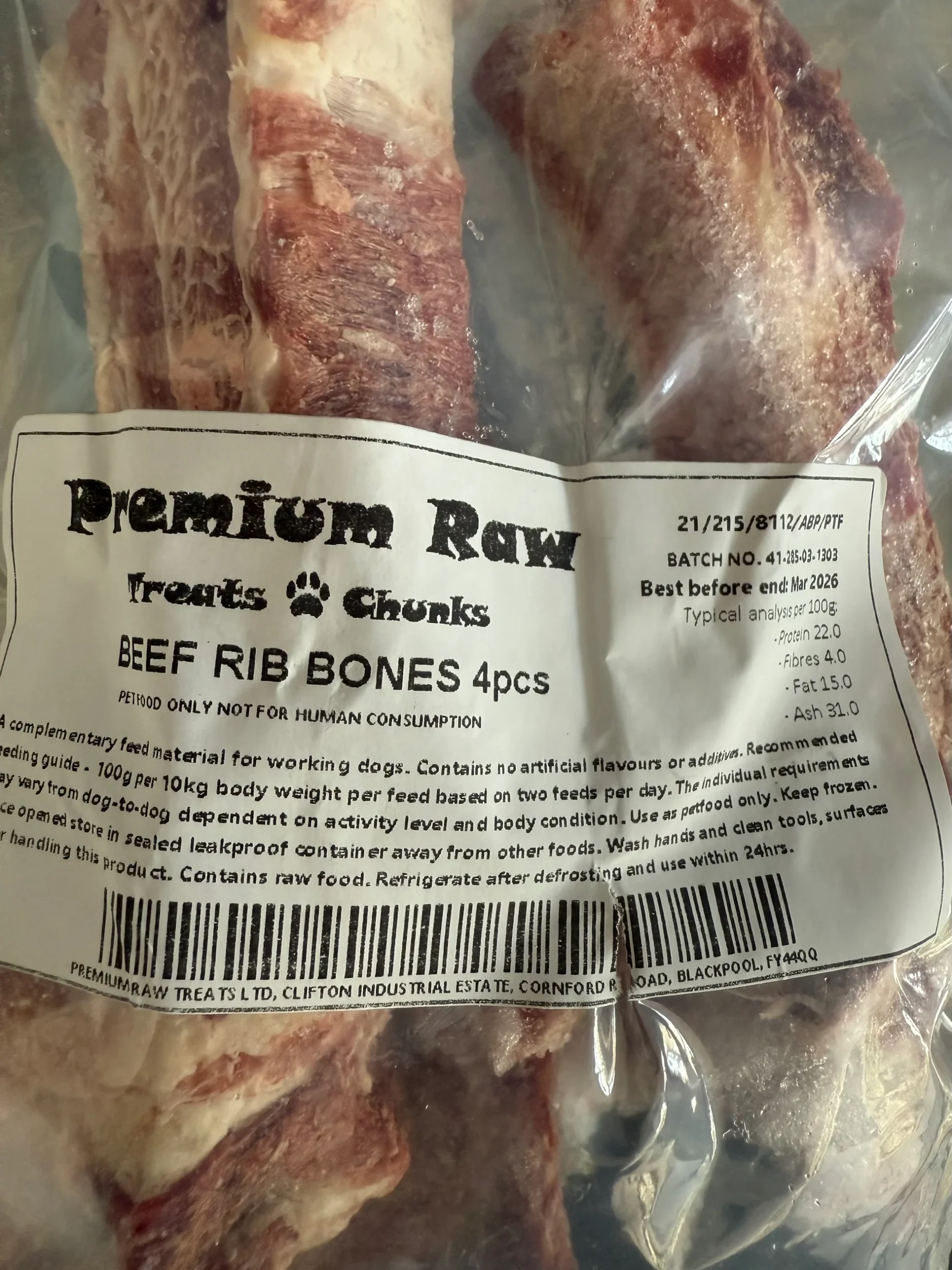 Premium Raw Beef Rib Bones (4pcs)