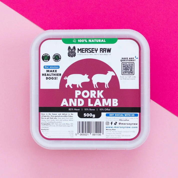 Mersey Raw Pork & Lamb 500g