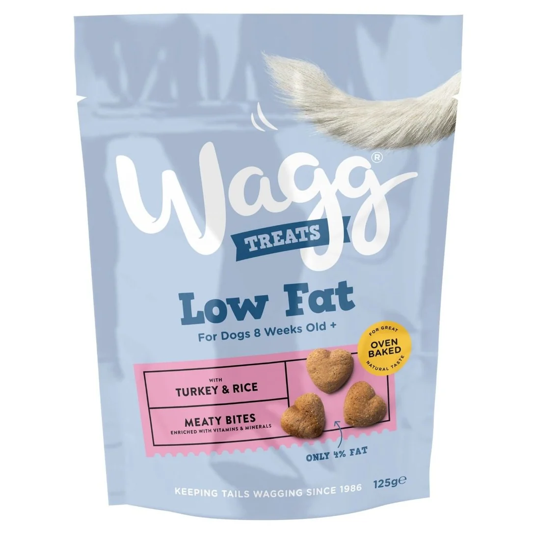 Low Fat Wagg Meaty Bites Turkey & Rice Dog Treats 125g