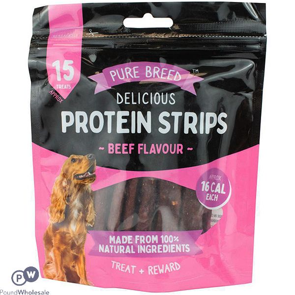 Pure Breed Delicious Protein Strips – Beef Flavour 150g
