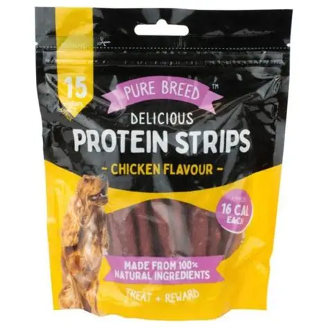 Pure Breed Delicious Protein Strips – Chicken Flavour 150g