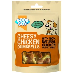 good boy cheesy chicken dumbbells 80g