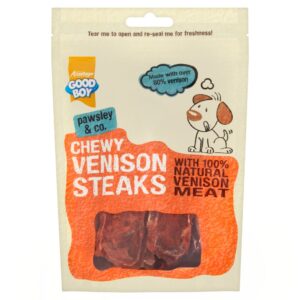 good boy chewy venison steaks 80g