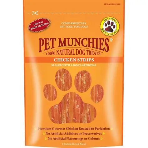pet munchies chicken strips 90g